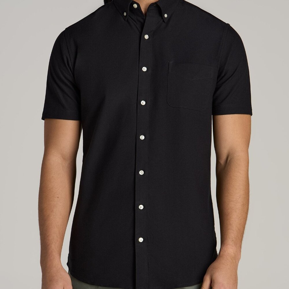 American Tall Short Sleeve Oxford Button Shirt For Tall Men in Black Size XLXL /